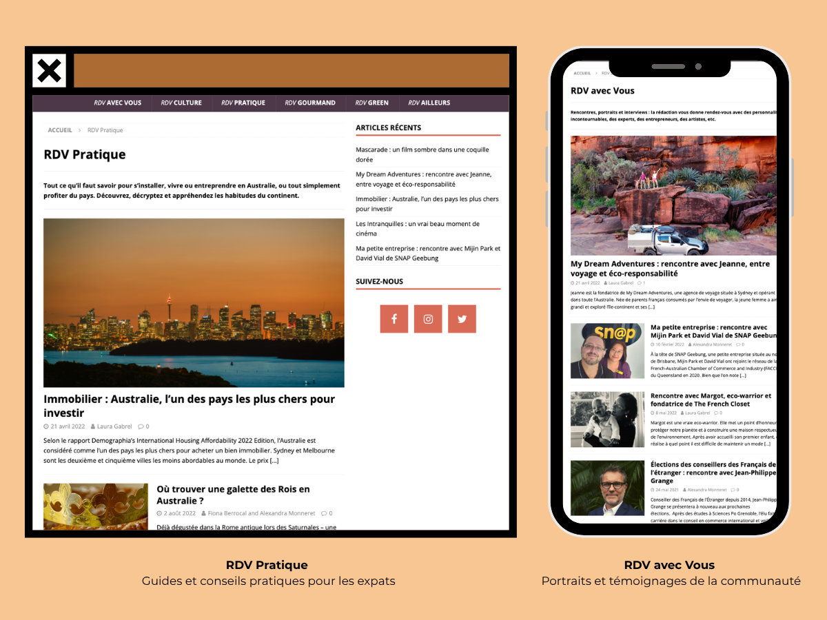 Rendez-vous Australie desktop and mobile page views side by side