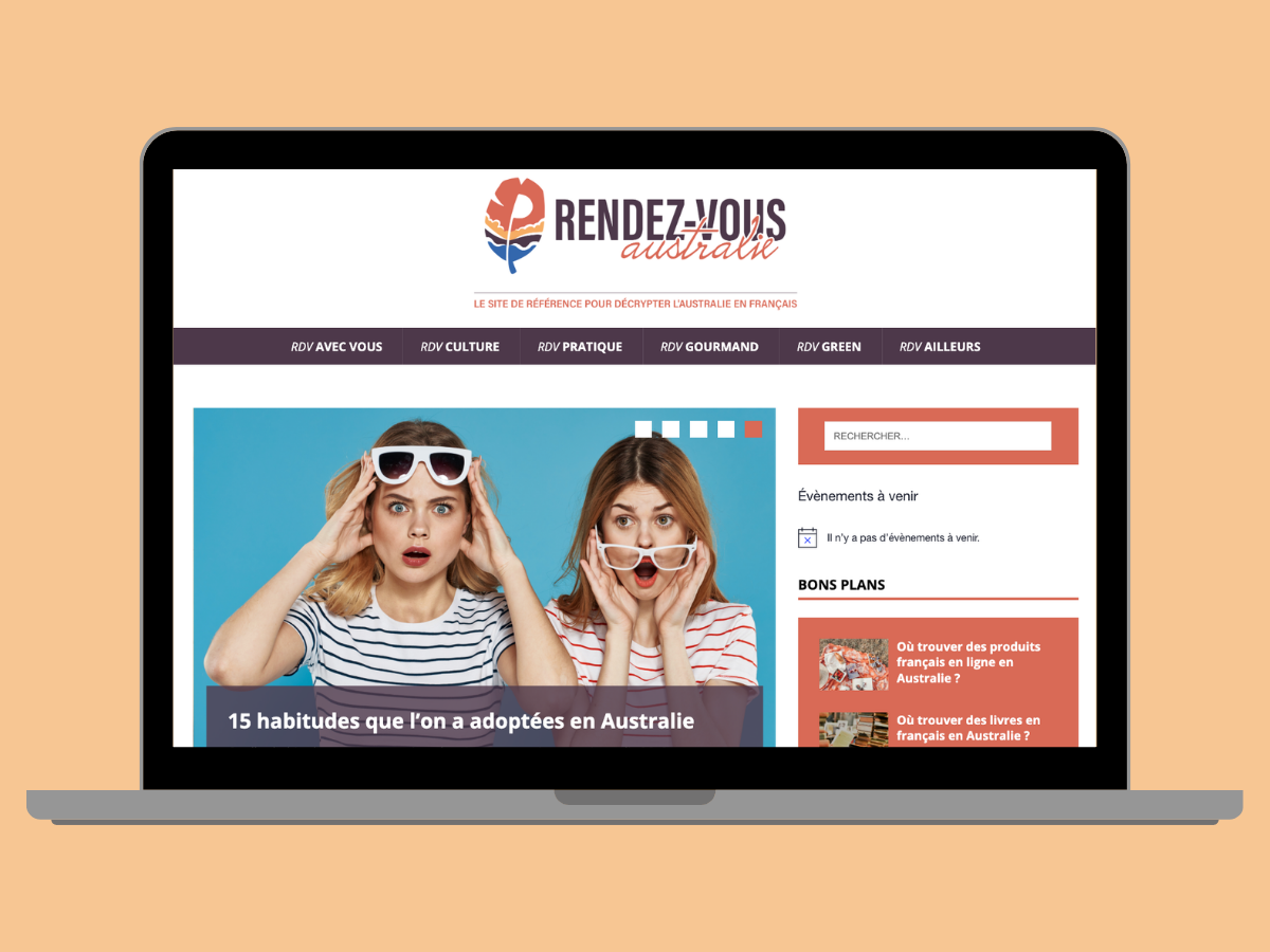 Rendez-vous Australie homepage displayed on a laptop